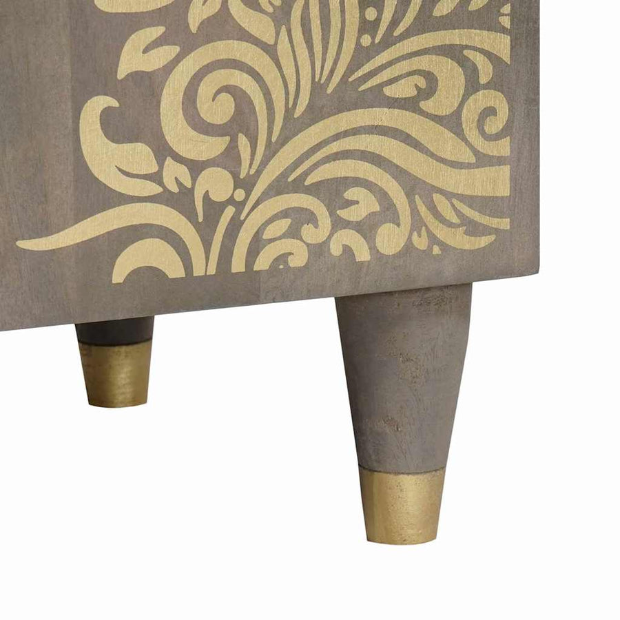 Nachtkastje met Deur Grijs 50 x 33 x 60 cm Massief Mango Hout