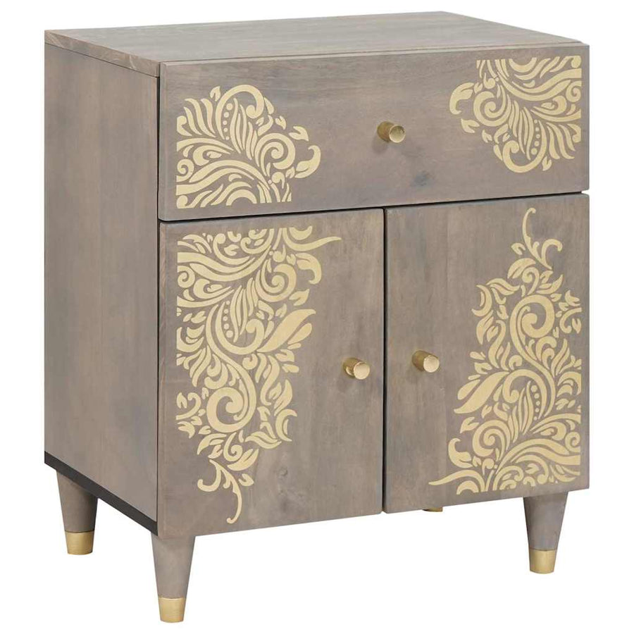 Nachtkastje met Deur Grijs 50 x 33 x 60 cm Massief Mango Hout