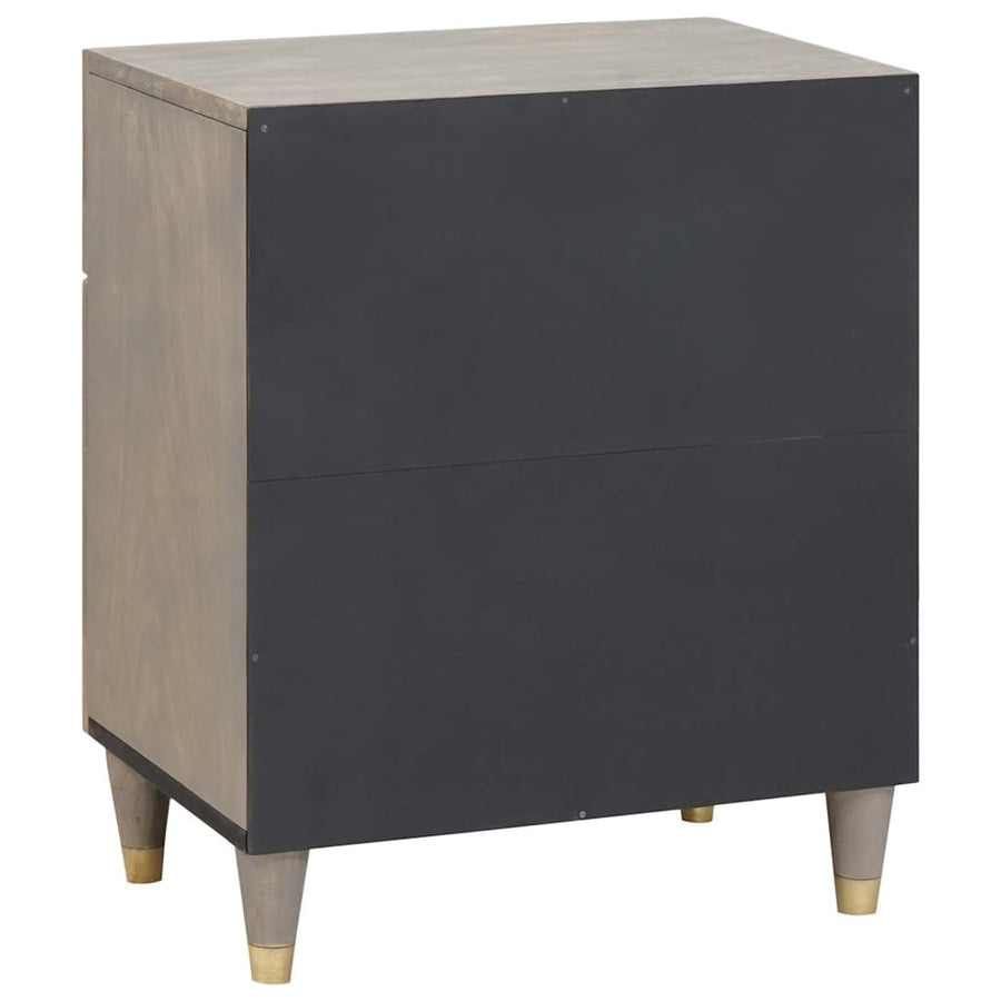 Nachtkastje met Deur Grijs 50 x 33 x 60 cm Massief Mango Hout