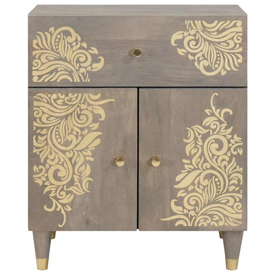 Nachtkastje met Deur Grijs 50 x 33 x 60 cm Massief Mango Hout