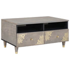 Coffee table with drawer Grey 80 x 54 x 40 cm Solid Mango Wood