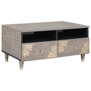 Salontafel massief mangohout grijs 80x54x40 cm