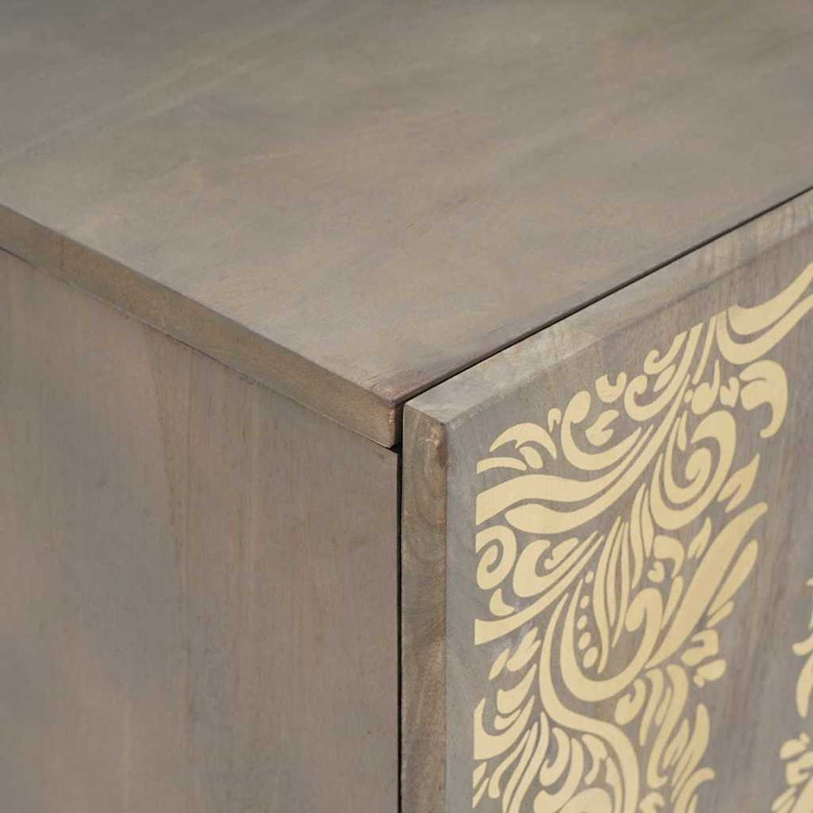 TV-kast Grijs en Goud 105 x 33.5 x 46 cm Massief mangohout