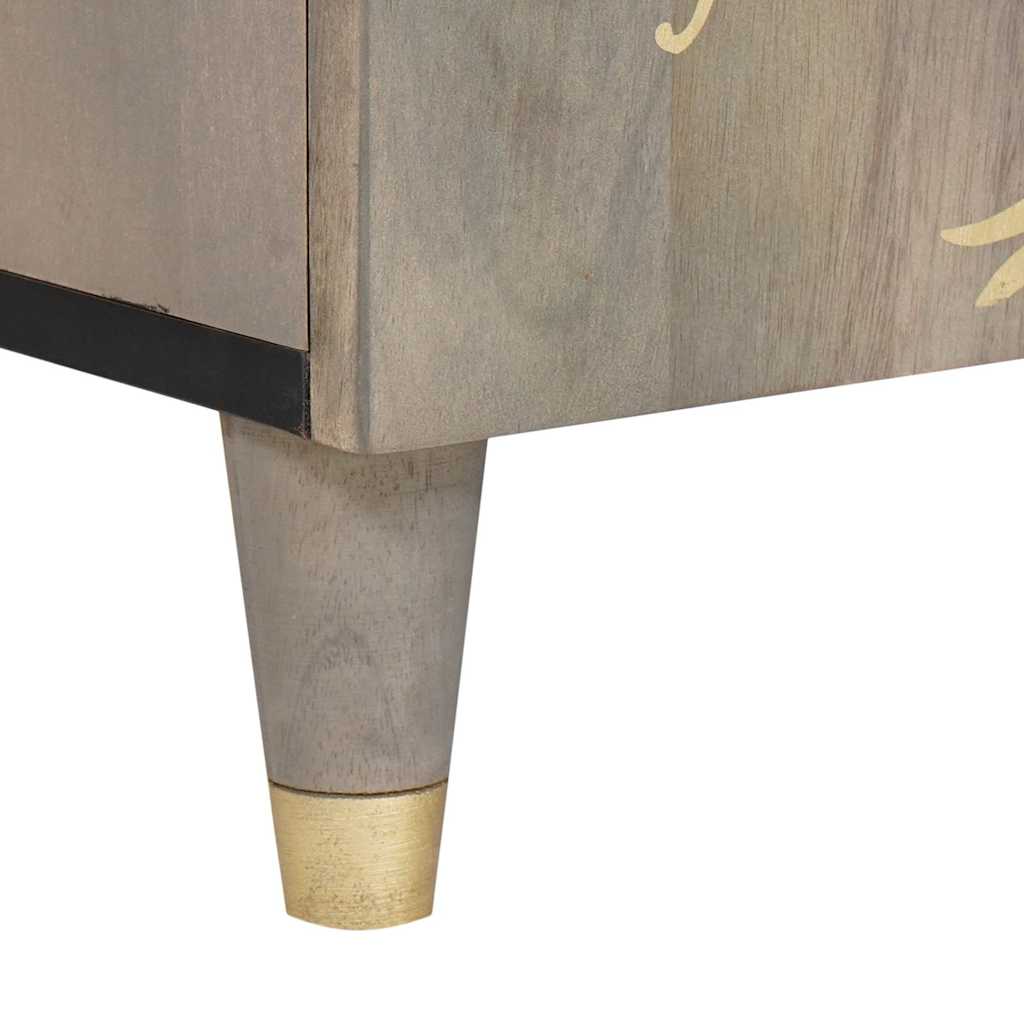 TV-kast Grijs en Goud 105 x 33.5 x 46 cm Massief mangohout