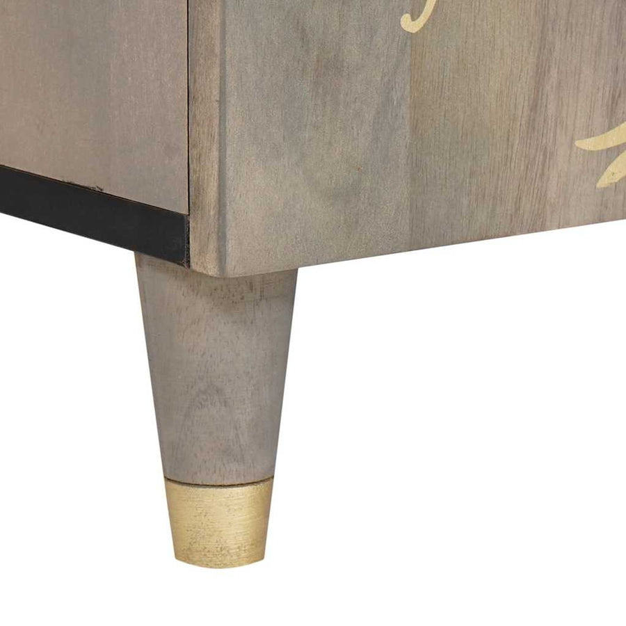 TV-kast Grijs en Goud 105 x 33.5 x 46 cm Massief mangohout