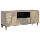 TV-kast massief mangohout grijs 105x33x46 cm