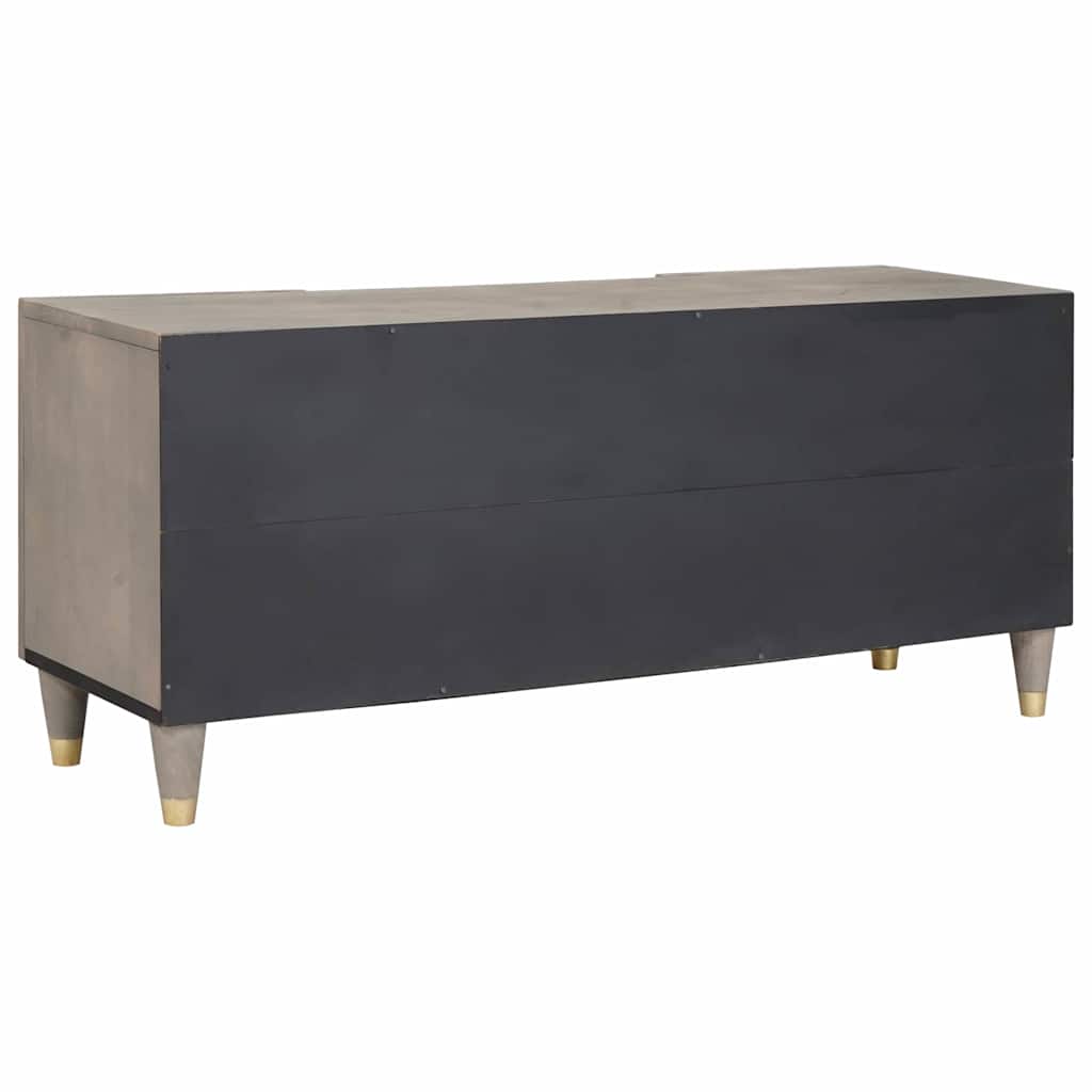 TV-kast Grijs en Goud 105 x 33.5 x 46 cm Massief mangohout