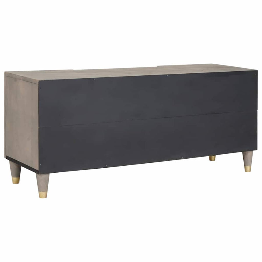 TV-kast Grijs en Goud 105 x 33.5 x 46 cm Massief mangohout