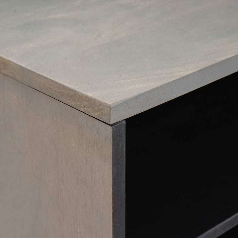 TV-kast met plank Grijs 80 x 33 x 46 cm Massief Mango Hout