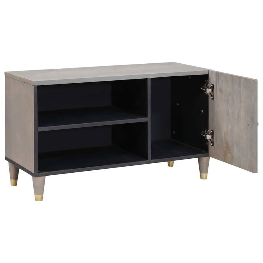 TV-kast met plank Grijs 80 x 33 x 46 cm Massief Mango Hout