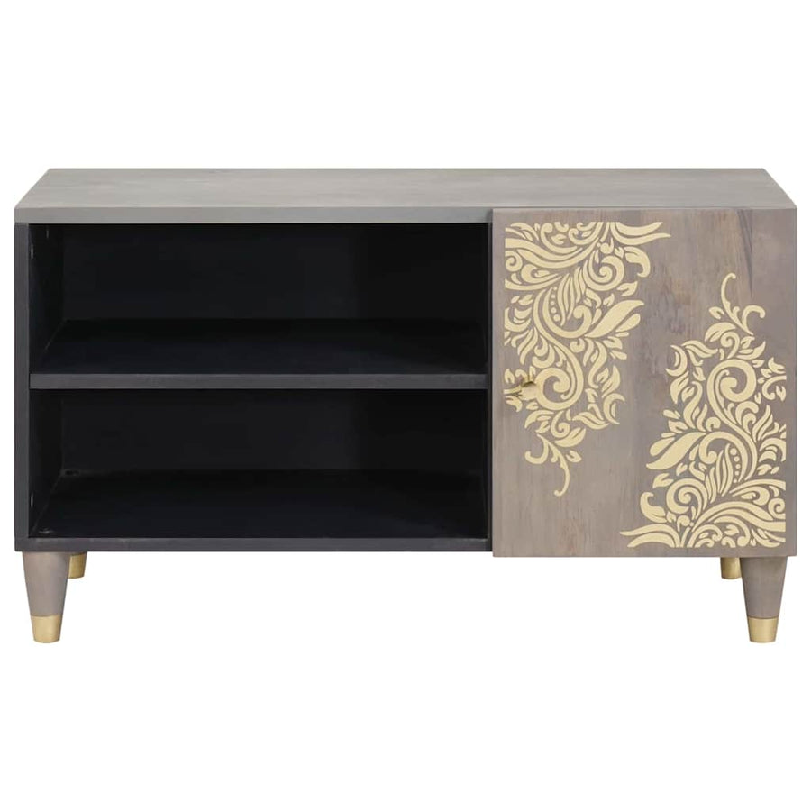 TV-kast met plank Grijs 80 x 33 x 46 cm Massief Mango Hout