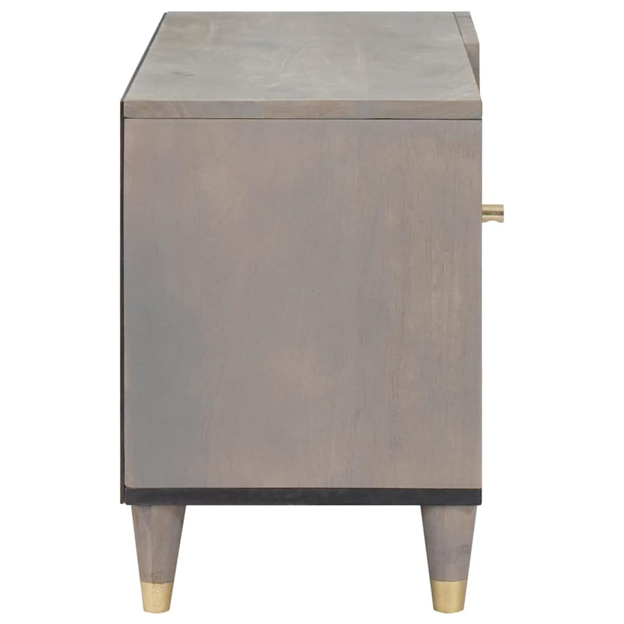 TV-kast met plank Grijs 80 x 33 x 46 cm Massief Mango Hout