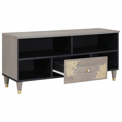 TV-kast met lade Grijs 100 x 33 x 46 cm Massief Mango Hout