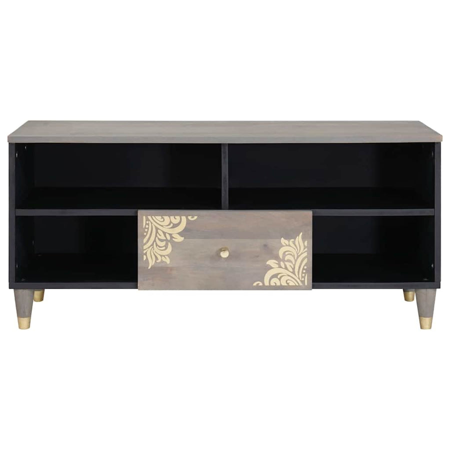 TV-kast met lade Grijs 100 x 33 x 46 cm Massief Mango Hout