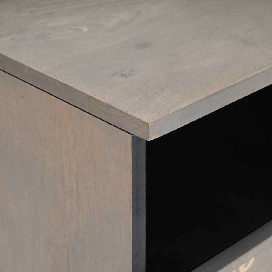 TV-kast Grijs en Goud 80 x 33.5 x 46 cm Massief mangohout