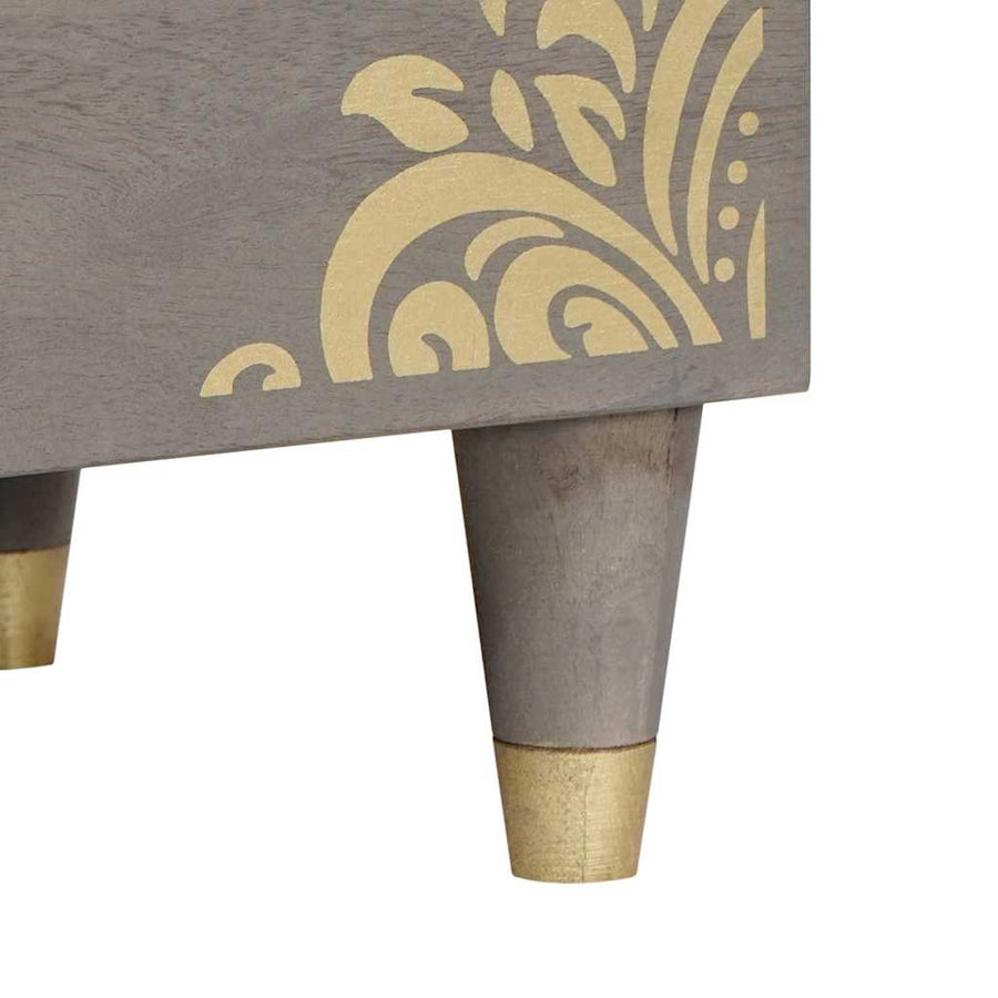 TV-kast Grijs en Goud 80 x 33.5 x 46 cm Massief mangohout