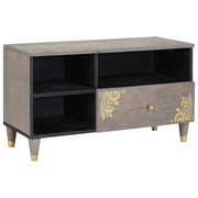 TV-kast 80x33x46 cm massief mangohout grijs goud
