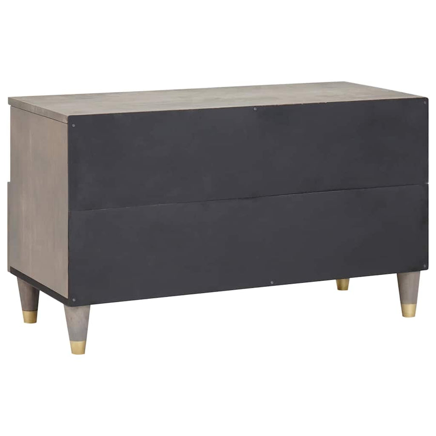 TV-kast Grijs en Goud 80 x 33.5 x 46 cm Massief mangohout
