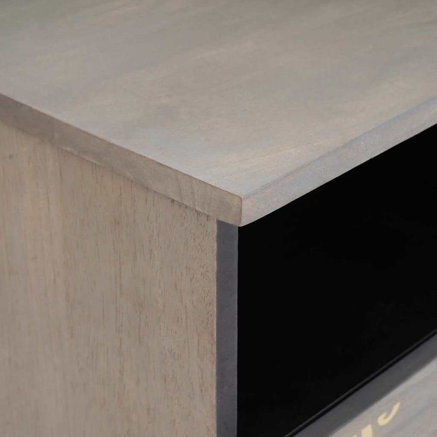 TV-kast met lade Grijs 100 x 33 x 46 cm Massief Mango Hout