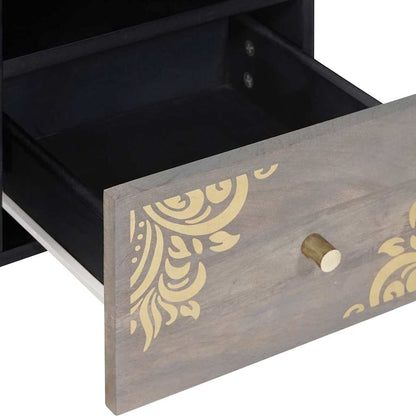 TV-kast met lade Grijs 100 x 33 x 46 cm Massief Mango Hout
