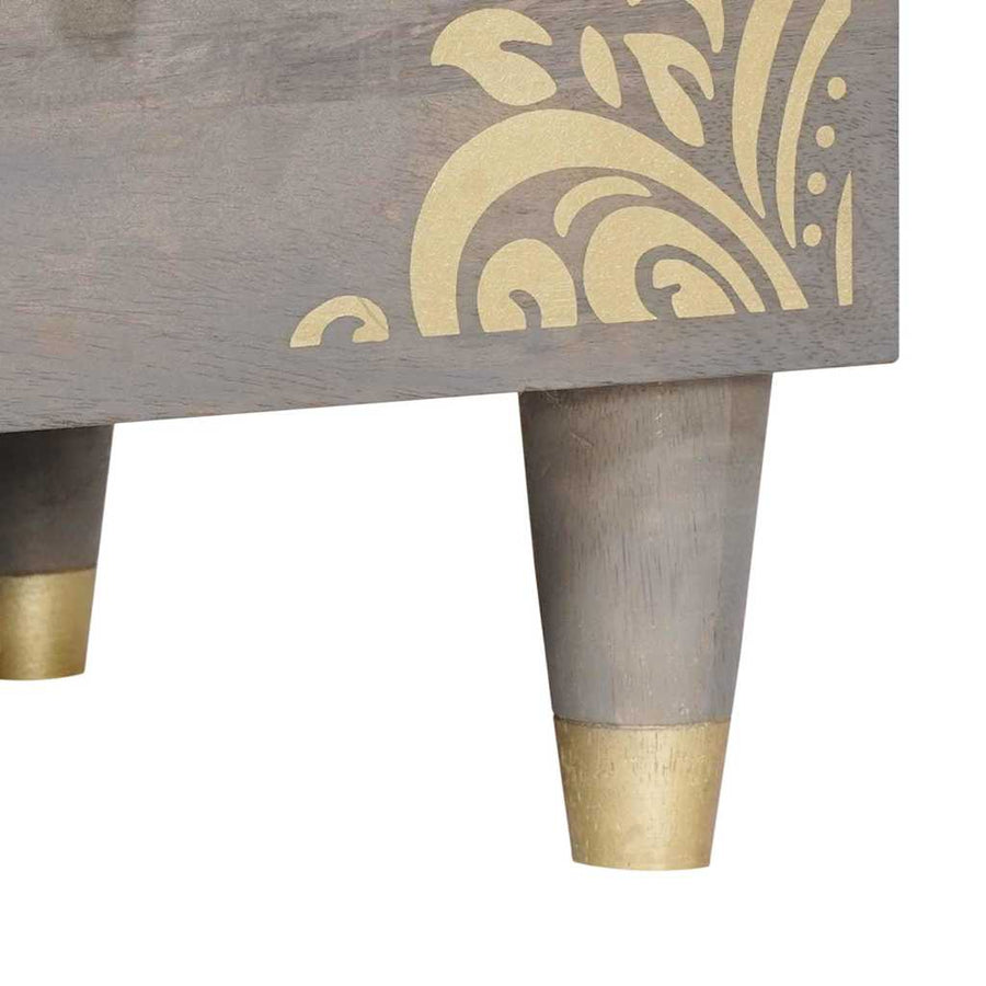TV-kast met lade Grijs 100 x 33 x 46 cm Massief Mango Hout