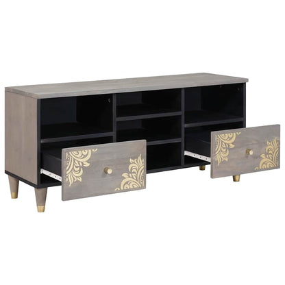 TV-kast met lade Grijs 100 x 33 x 46 cm Massief Mango Hout