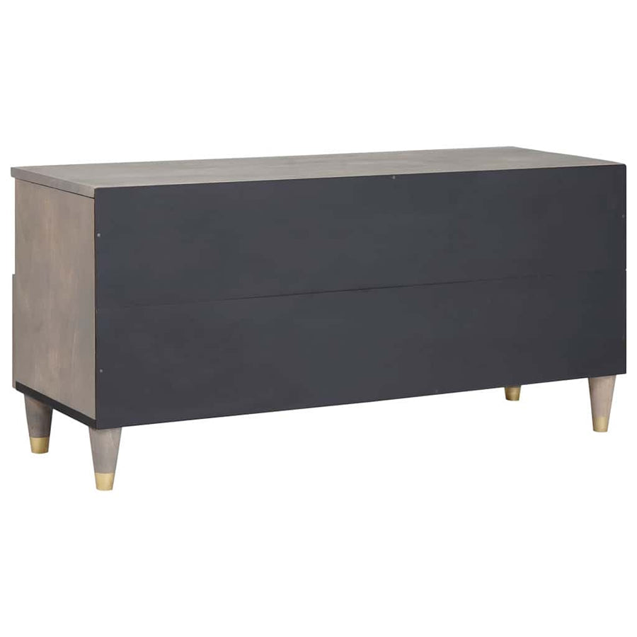 TV-kast met lade Grijs 100 x 33 x 46 cm Massief Mango Hout