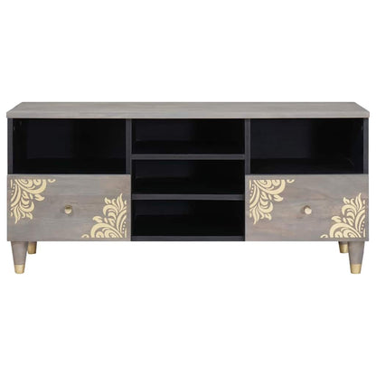 TV-kast met lade Grijs 100 x 33 x 46 cm Massief Mango Hout