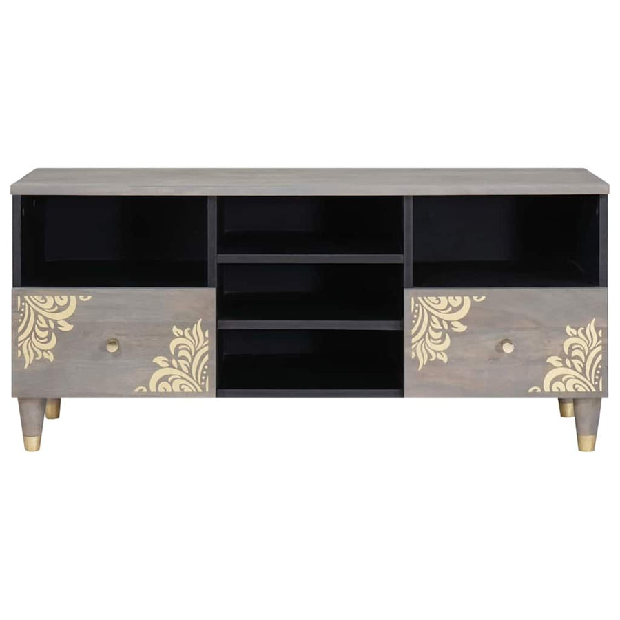 TV-kast met lade Grijs 100 x 33 x 46 cm Massief Mango Hout