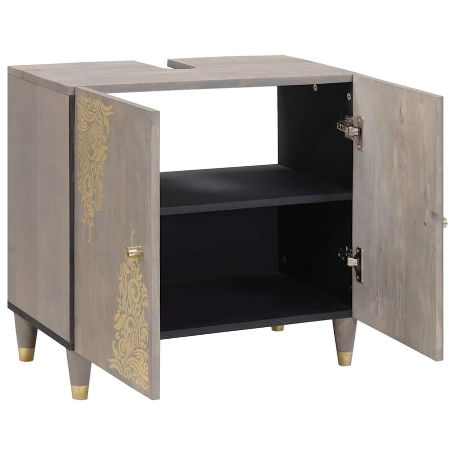 Wastafelkast Grijs 62 x 33 x 58 cm Massief Mango Hout