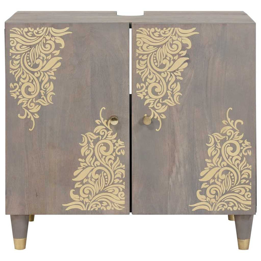 Wastafelkast Grijs 62 x 33 x 58 cm Massief Mango Hout