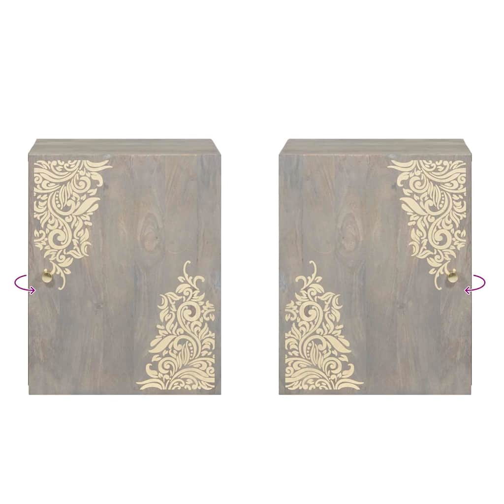 Wandkast met opslag Grijs 38 x 33 x 48 cm Massief Mango Hout