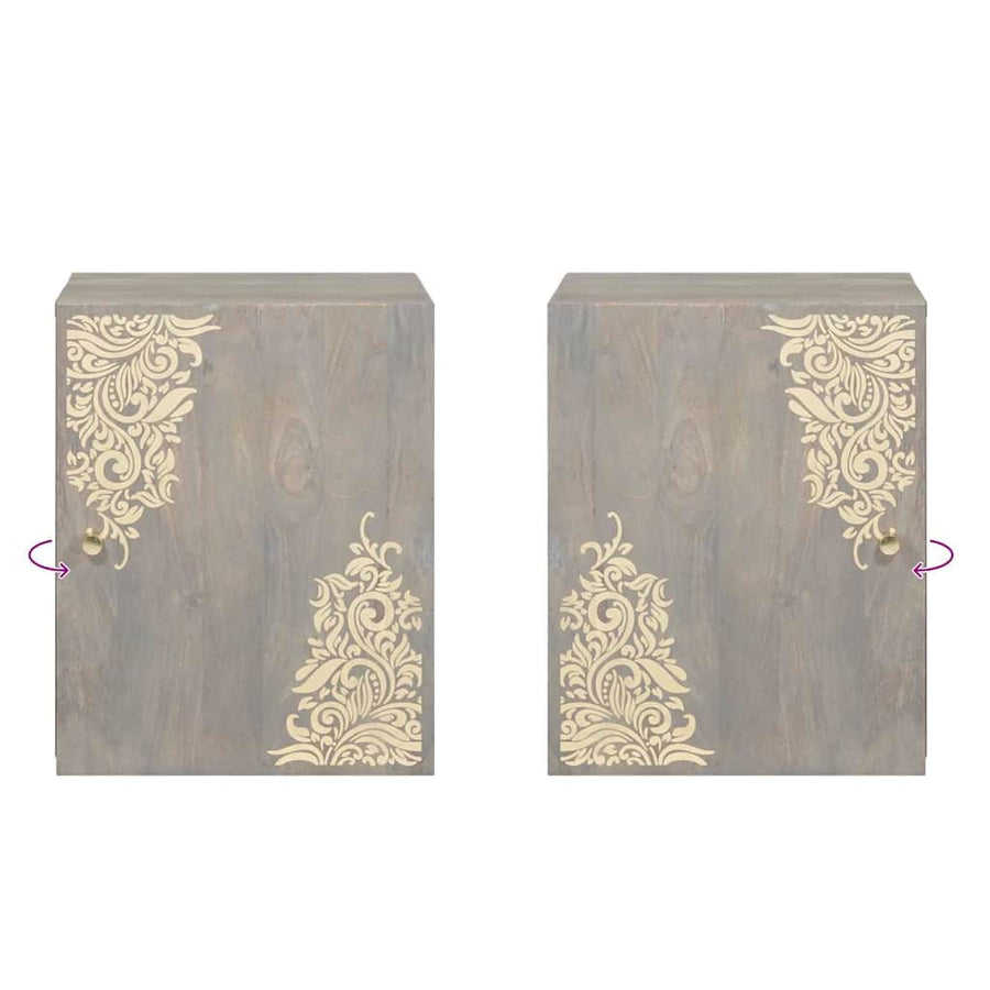Wandkast met opslag Grijs 38 x 33 x 48 cm Massief Mango Hout