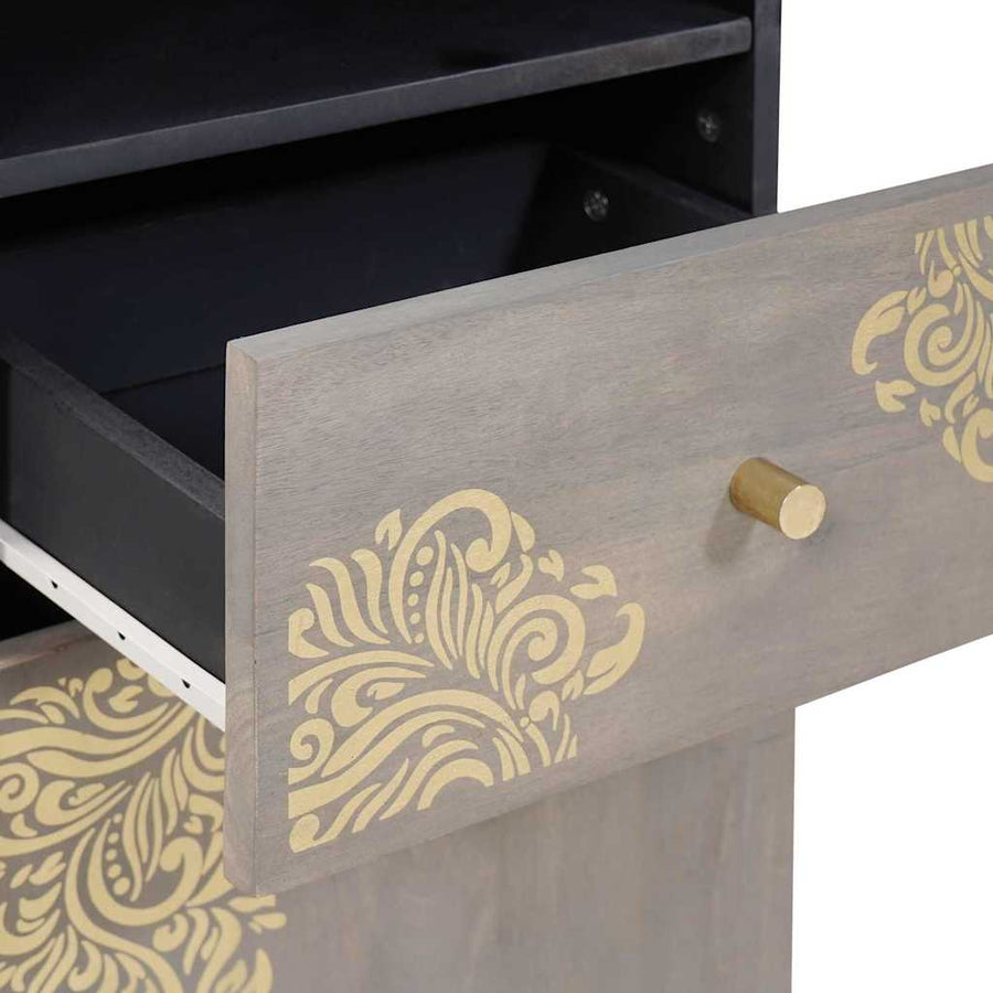 Badkamerkast met lade Grijs 38 x 33 x 160 cm Massief Mango Hout