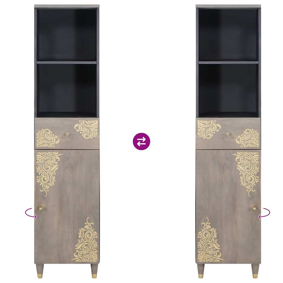 Badkamerkast met lade Grijs 38 x 33 x 160 cm Massief Mango Hout