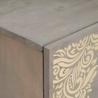 Dressoir Grijs en Goud 40 x 33 x 75 cm Massief Mango Hout