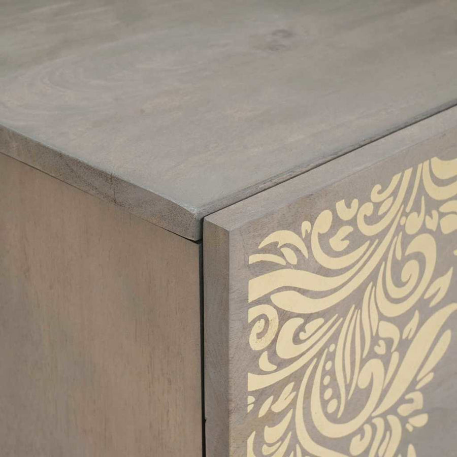 Dressoir Grijs en Goud 40 x 33 x 75 cm Massief Mango Hout