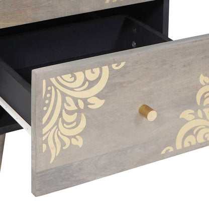 Dressoir Grijs en Goud 40 x 33 x 75 cm Massief Mango Hout