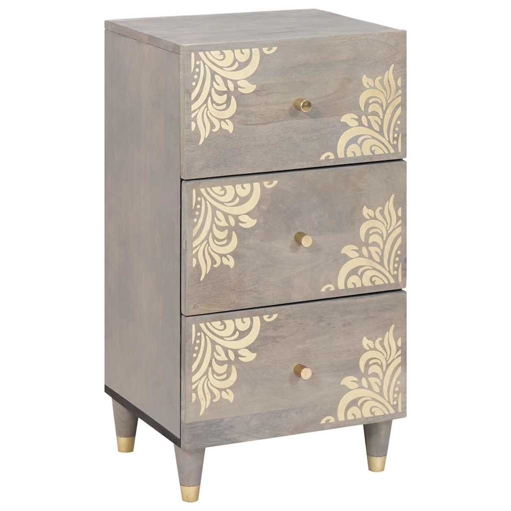 Dressoir Grijs en Goud 40 x 33 x 75 cm Massief Mango Hout