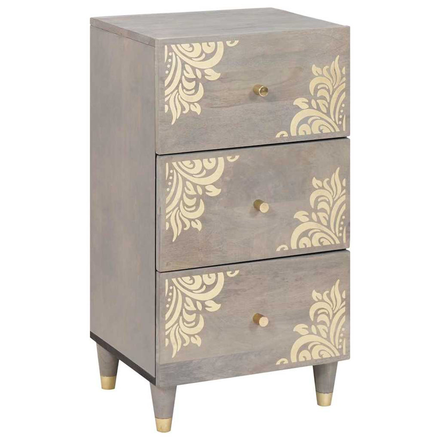Dressoir Grijs en Goud 40 x 33 x 75 cm Massief Mango Hout