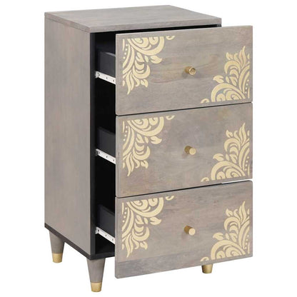 Dressoir Grijs en Goud 40 x 33 x 75 cm Massief Mango Hout