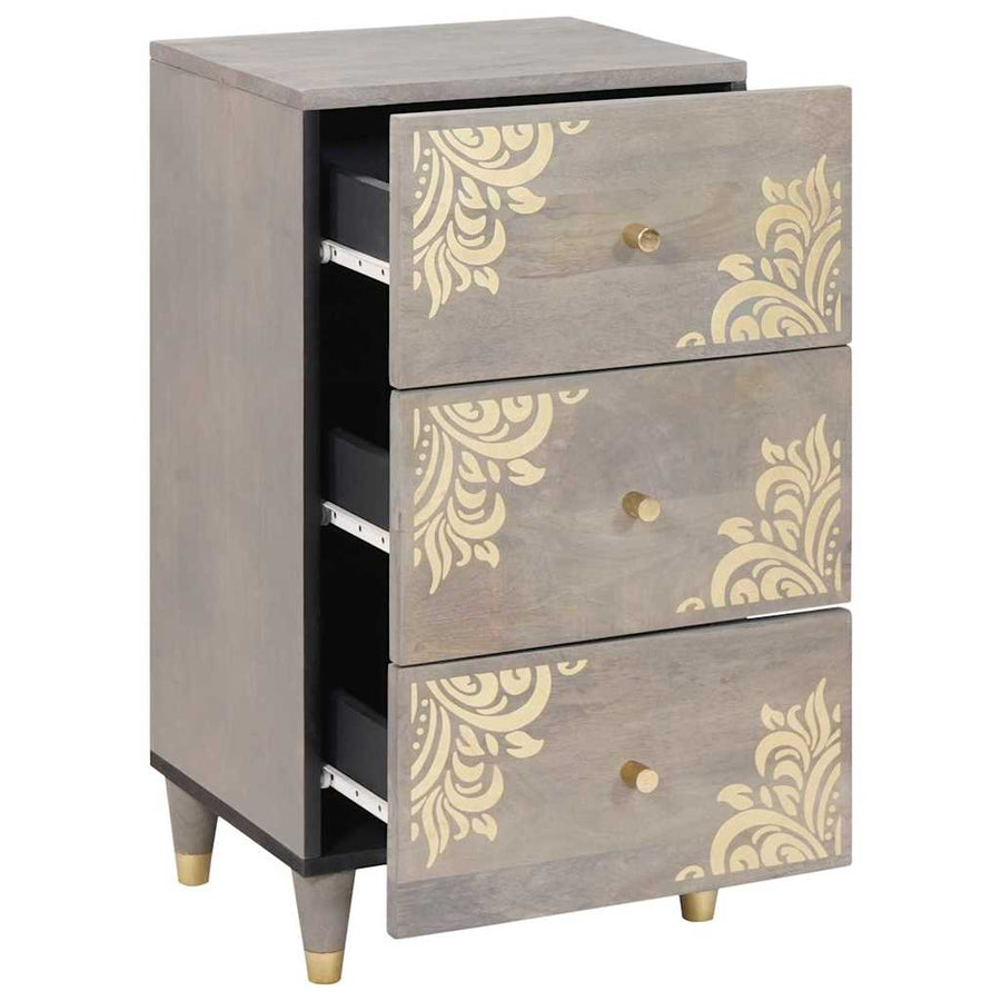 Dressoir Grijs en Goud 40 x 33 x 75 cm Massief Mango Hout