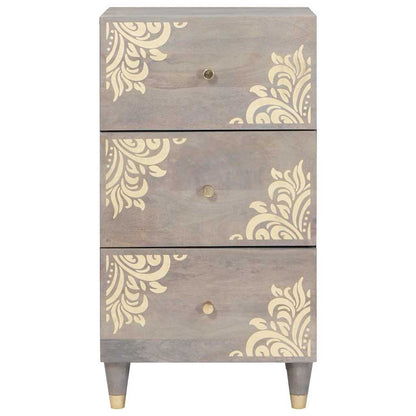 Dressoir Grijs en Goud 40 x 33 x 75 cm Massief Mango Hout