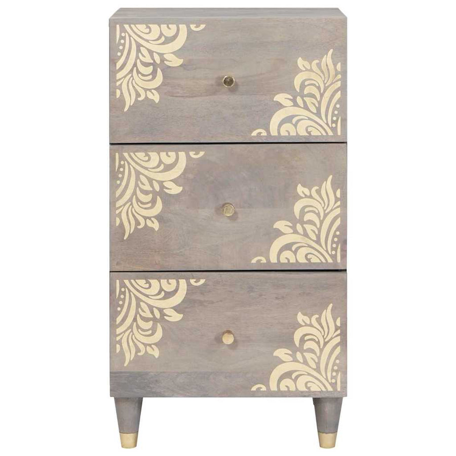 Dressoir Grijs en Goud 40 x 33 x 75 cm Massief Mango Hout