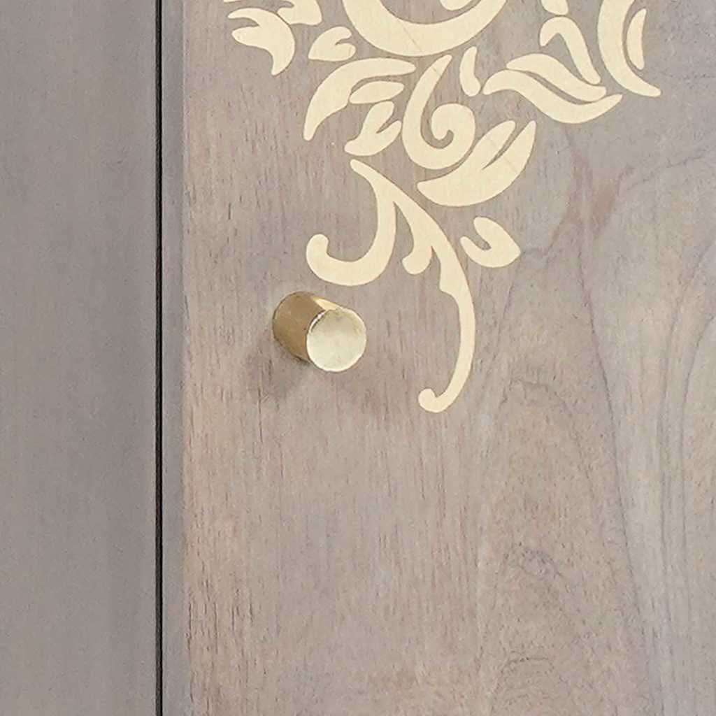 Dressoir Grijs en Goud 40 x 33 x 75 cm Massief Mango Hout