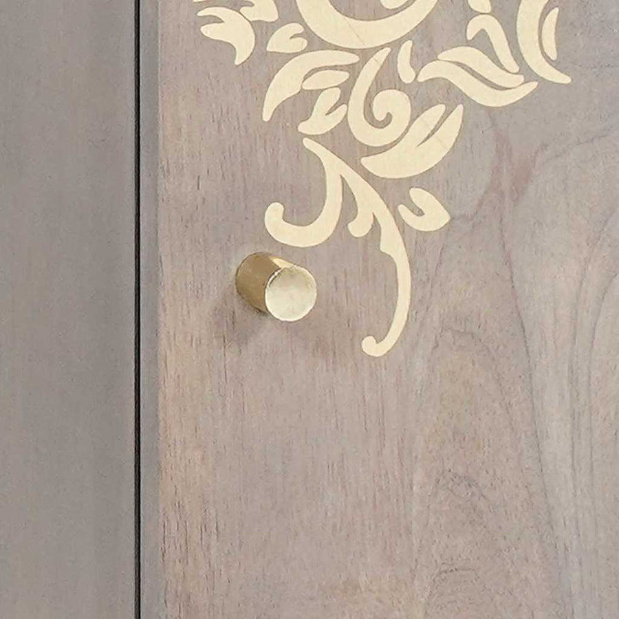 Dressoir Grijs en Goud 40 x 33 x 75 cm Massief Mango Hout