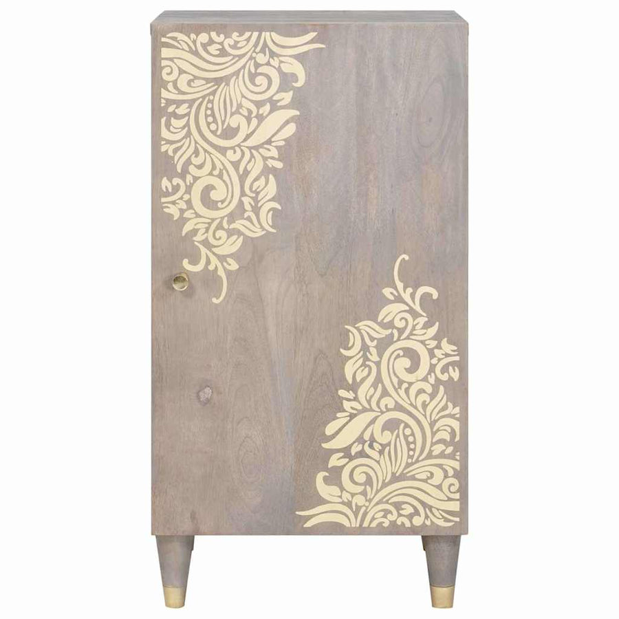 Dressoir Grijs en Goud 40 x 33 x 75 cm Massief Mango Hout
