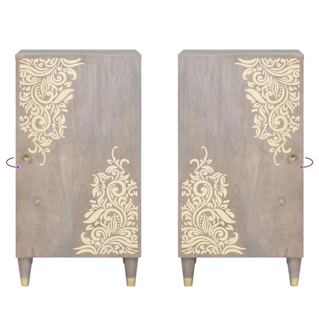 Dressoir Grijs en Goud 40 x 33 x 75 cm Massief Mango Hout