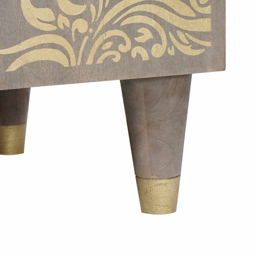 Dressoir Grijs en Goud 60 x 33 x 75 cm Massief Mango Hout