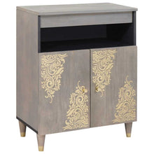 Dressoir Grijs en Goud 60 x 33 x 75 cm Massief Mango Hout